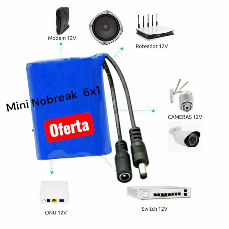 Mini NOBREAK 9 ou 12 volts  6x1  ligue câmera som roteador fita led OFERTA