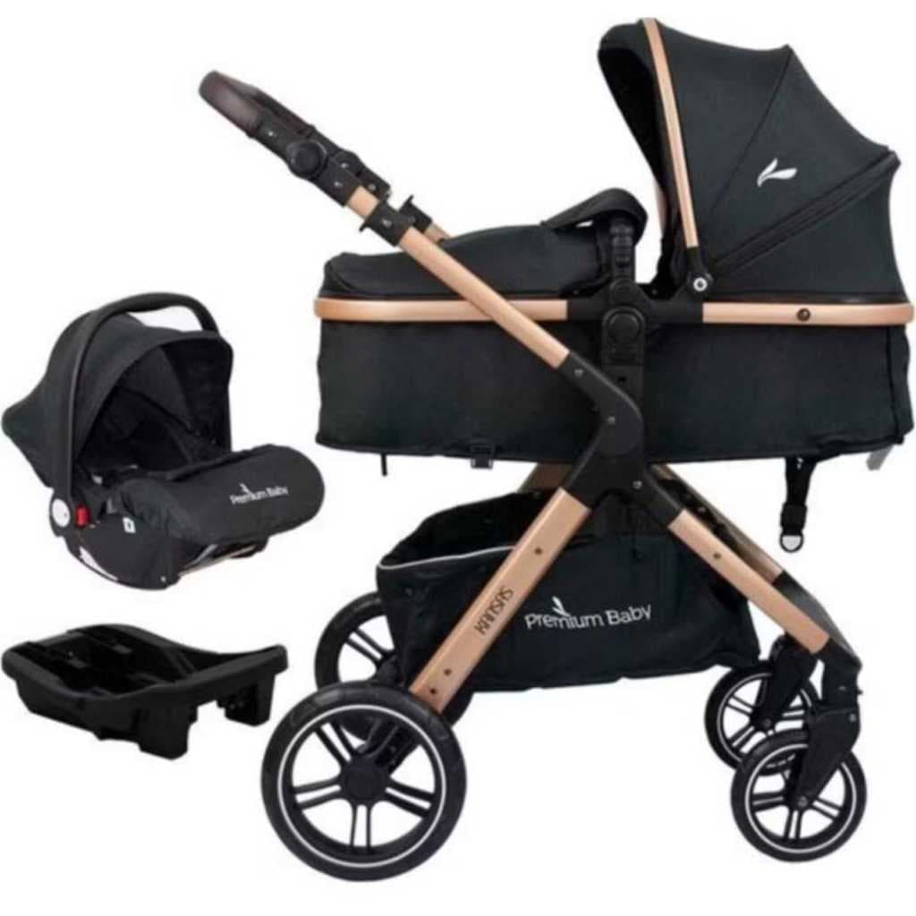 Carrinho de Bebê Europeu TS Kansas 3 em 1 Premium Baby - Base Veicular e Bebê Conforto