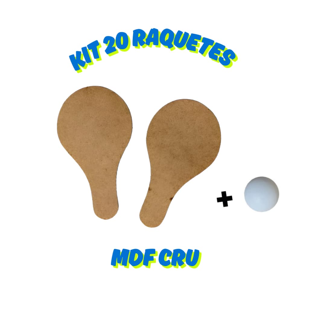 Kit 20 Raquetes Ping Pong Mdf Cru Lembrancinhas de aniversário personalizável + 10 bolinhas (10 pares)