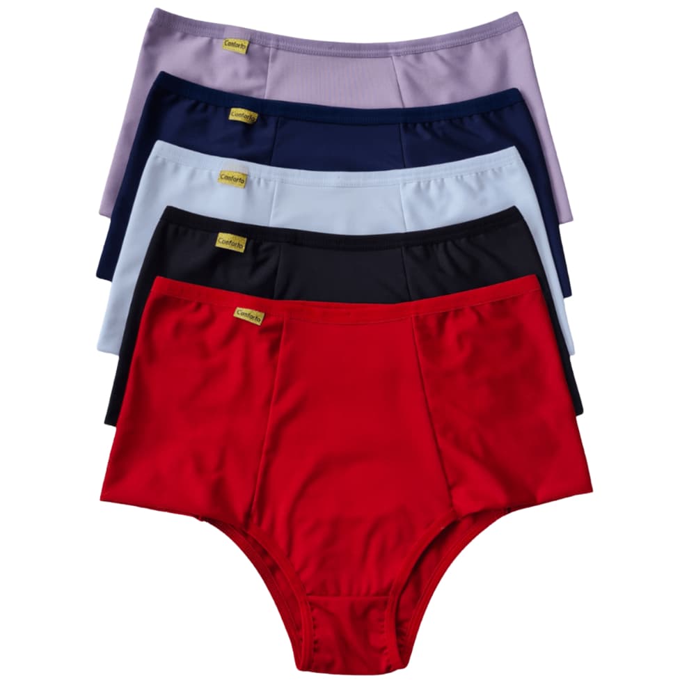 Kit 4 Calcinha Pala Dupla Cintura Alta Feminina