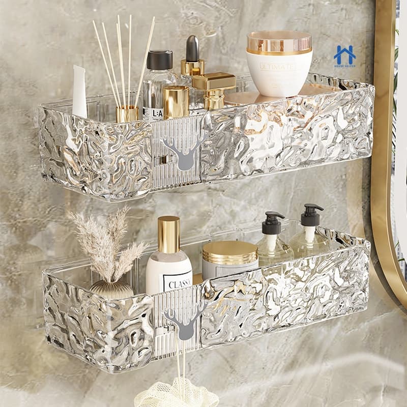 Suporte De Shampoo Prateleira De Banheiro Sem Furo Acrilico com gancho de Chifre