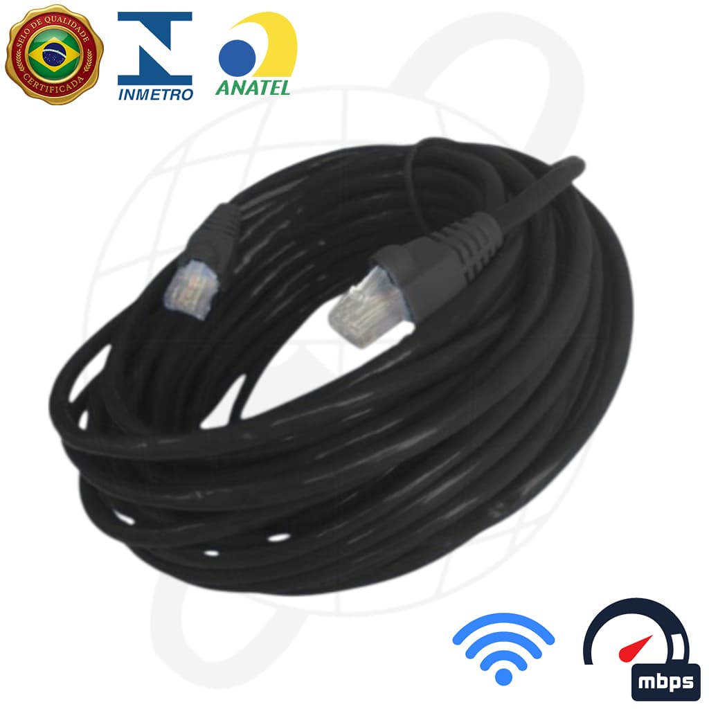 Cabo de Rede Internet CAT5e 1000mbps Preto 5M 10M 15M 20M 25M 30M Computador Notebook Roteador