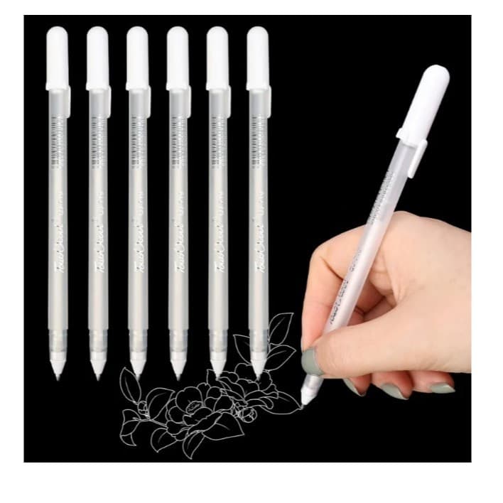 1/2/3/4/5pcs Canetas De Destaque Brancas 0.8mm Criativas De Desenho E Marcação Para Arte Escola Trabalho De Design