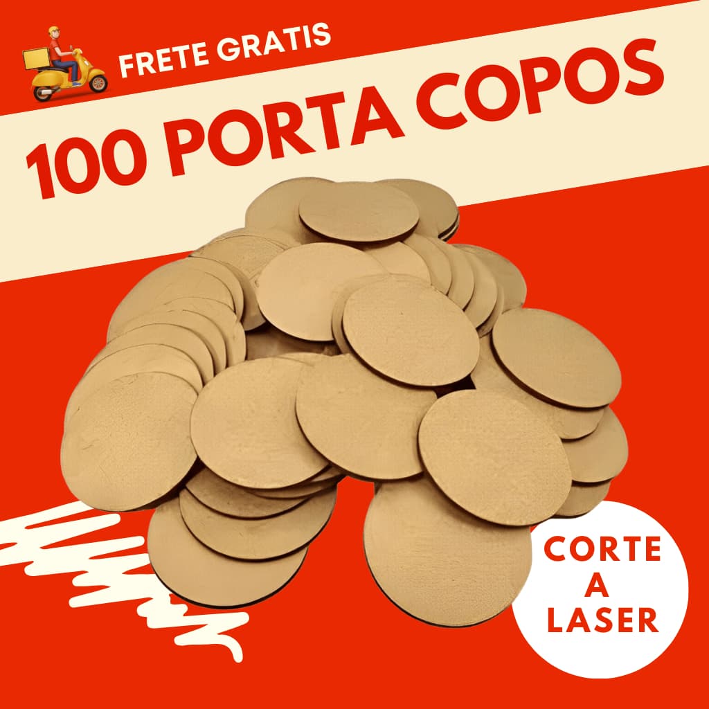 100 Bolacha Porta Copo Madeira Supla Para Copo 100 Unidades 10 x 10 cm