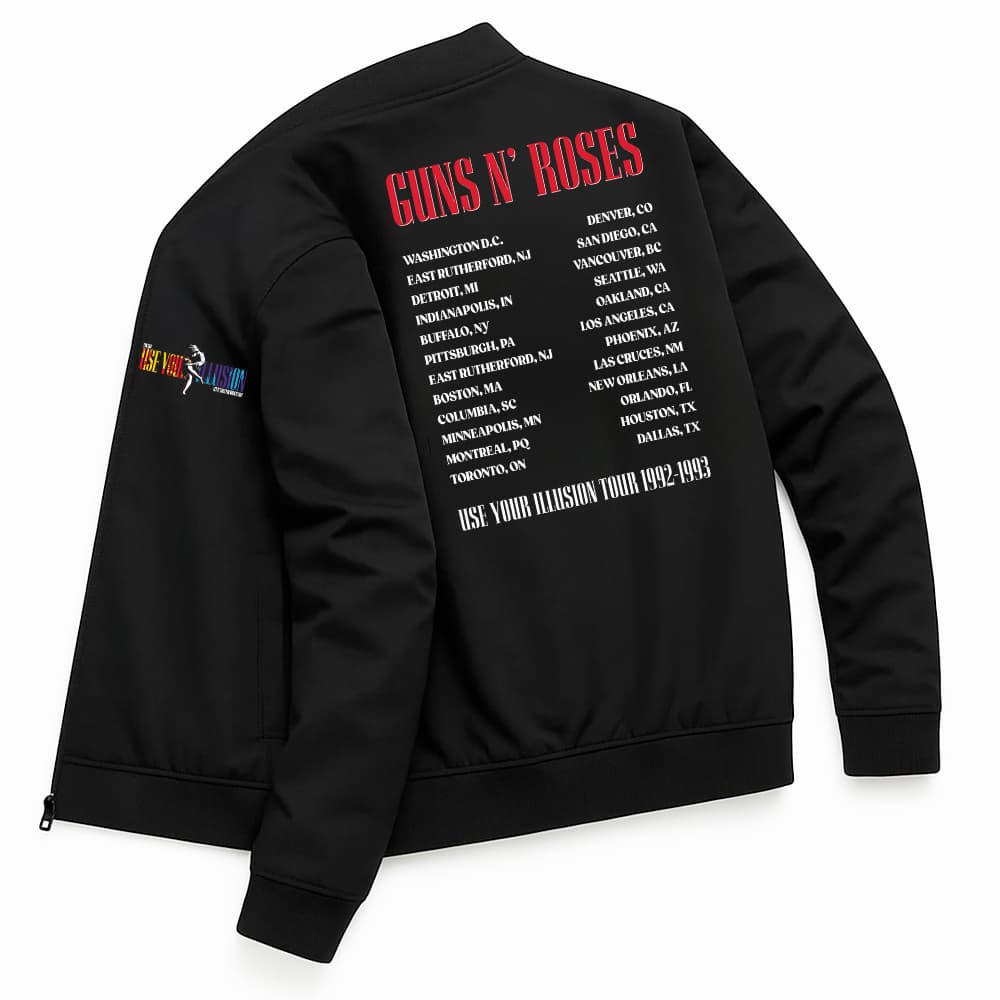 Jaqueta Bomber Esportiva Masculina Guns N Roses Tour Use Your Illusion Rock Vintage