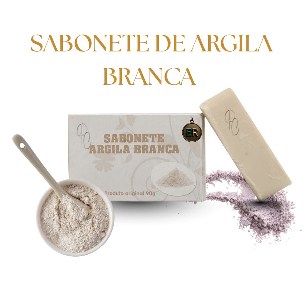 Sabonete em Barra Argila Branca Limpeza Facial Clareia a Pele Skin Care