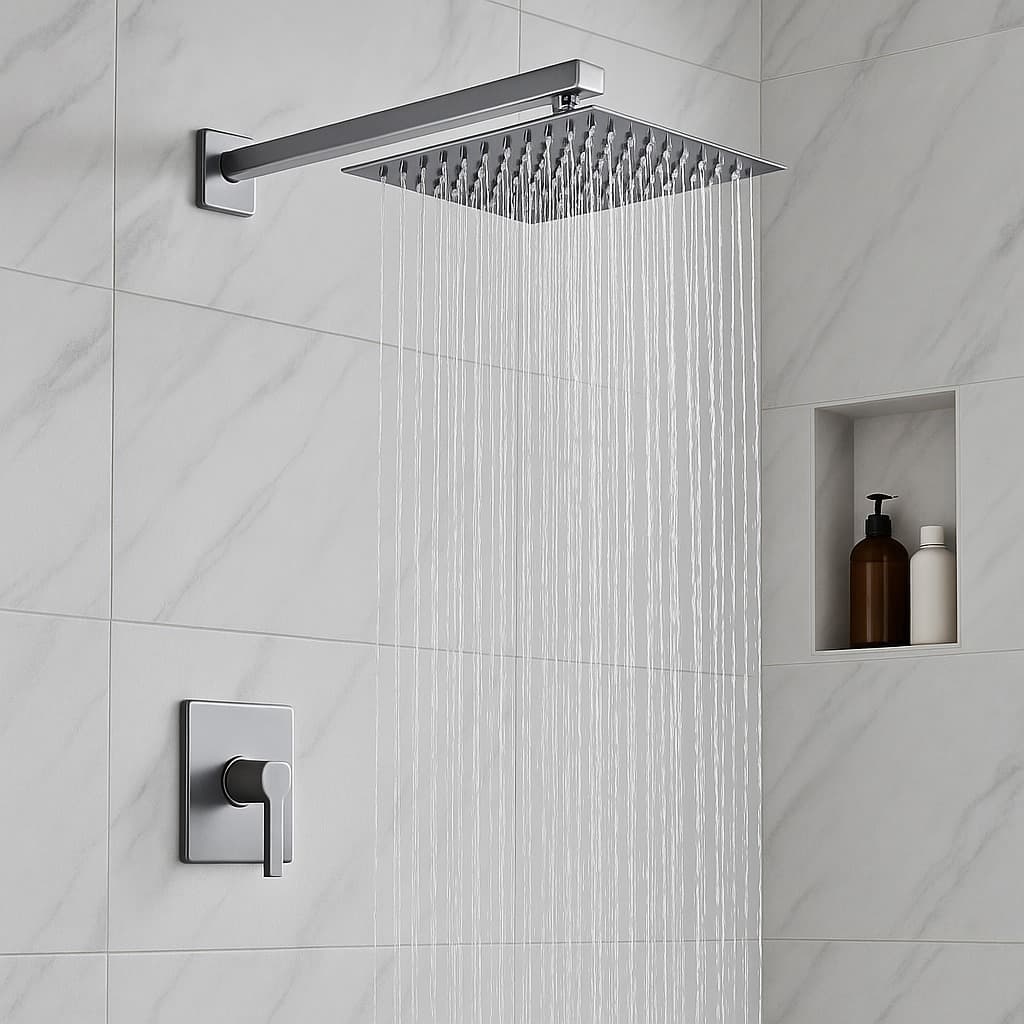 Chuveiro Ducha Fria Quadrado Fosco Slim Solar Área Externa Piscina Jardim