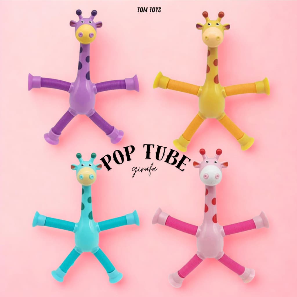 Pop Tube tubo Esticado com Led Girafa ou Robô Brinquedo com Ventosa Infantil Sensorial