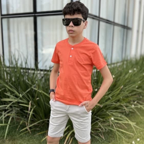 Camisa Gola Padre 100% Algodão | 2 ao 14 | Blusa infantil menino | Camiseta Portuguesa Confortável