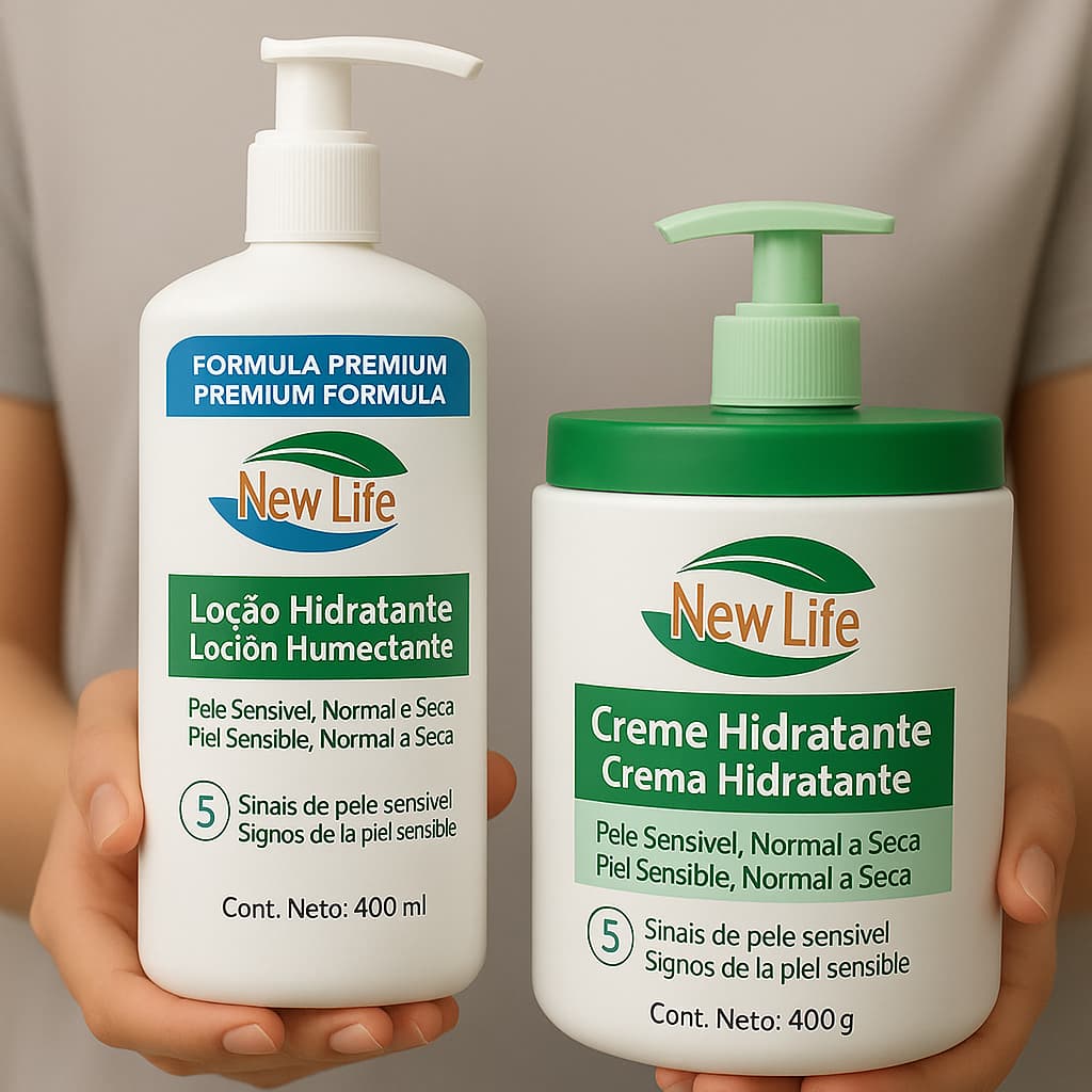 Hidrante corporal Loção Hidratante New Life 400ML Pele Sensível Corpo Rosto Niacinamida Pantenol Glicerina