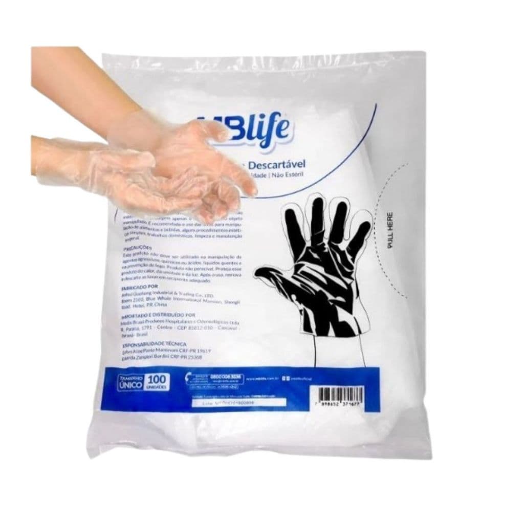 Kit 1000 Luva Descartável Plástica Não Estéril Tamanho Único  ENVIO/ FULL