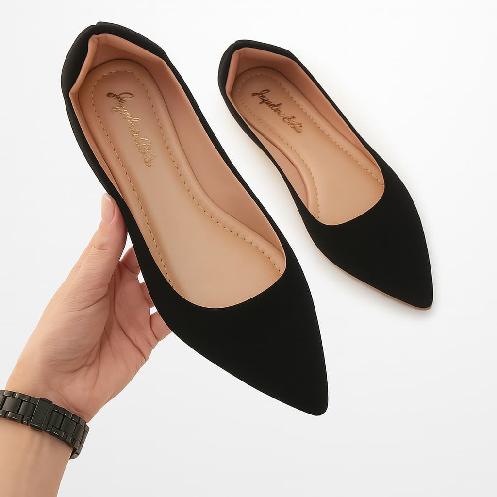 Sapatilha Feminina Bico Fino Basica Confortável Dia a Dia Casual Moderna Jaqueline Costa