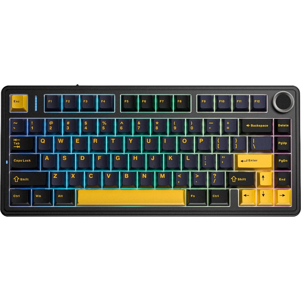 Teclado Mecânico Aula F75 Layout 75 RGB Hot Swappable LEOBOG Cinza Idioma Ingles US Preto