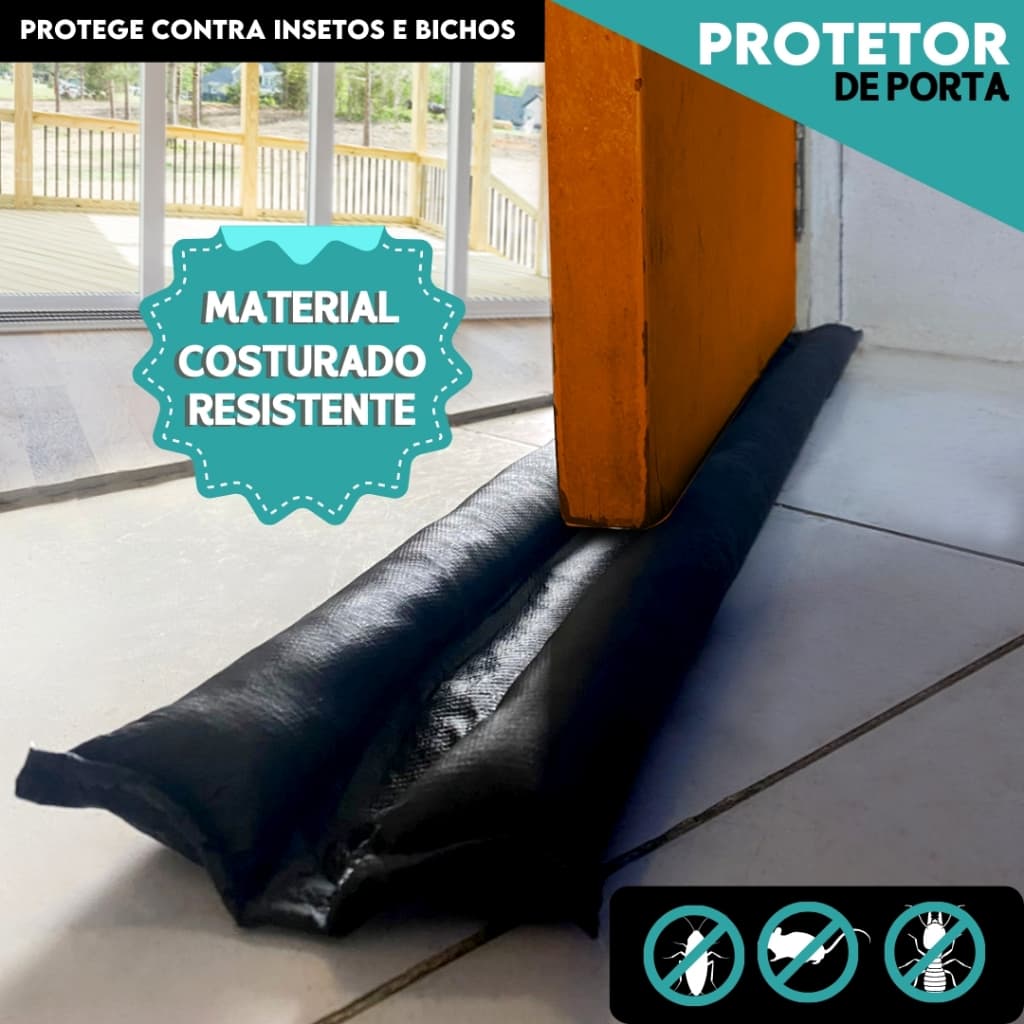 Veda Porta Protetor Rolinho Impermeável Rolinho – Proteção Dupla Preto - BH