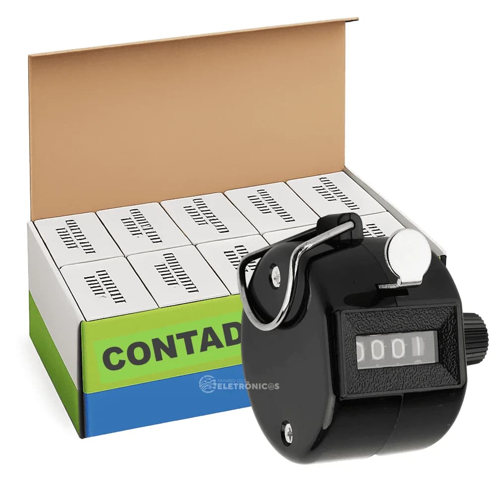 12 Peças Contador Manual 4 Dígitos Preto Plástico 101