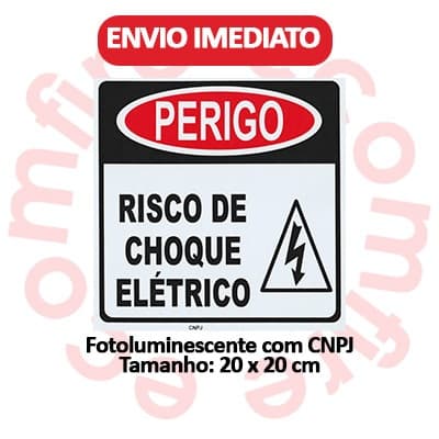 Placa de Sinalização de Emergência - Perigo Risco de Choque Elétrico