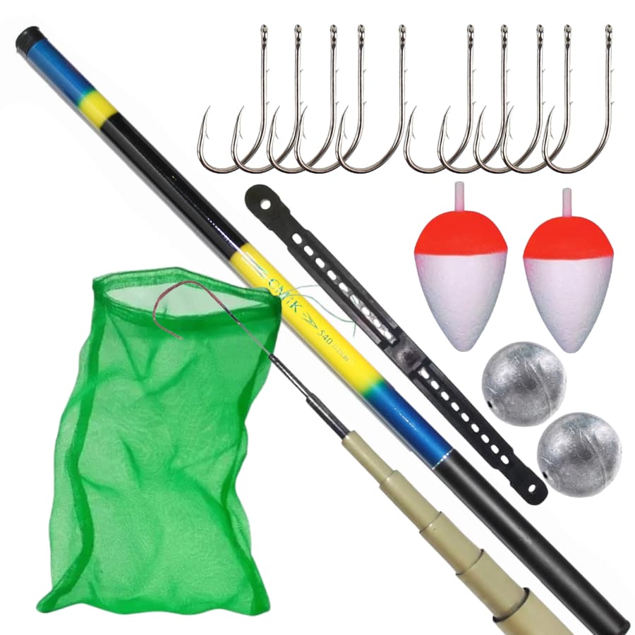 KIT PESCA COMPLETO VARA TELESCOPICA 1,80 COM ANZOL BOINHA SACO PARA PEIXE CHUMBADA E ENROLADOR DE LINHA TILAPIA LAMBARI