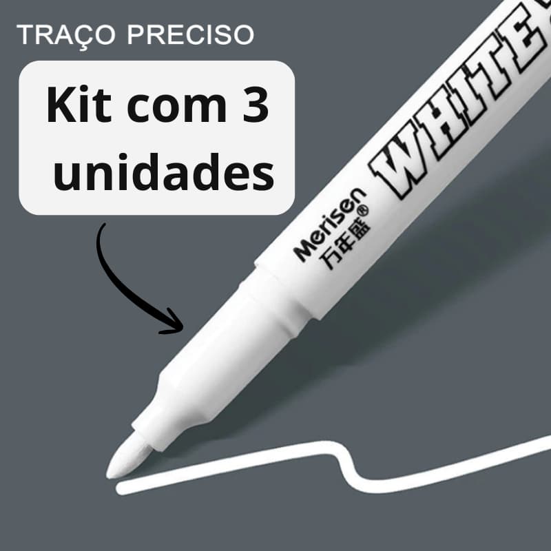 Caneta Branca de Alta Precisão 1mm – Ideal para Contornos e Desenhos Visíveis