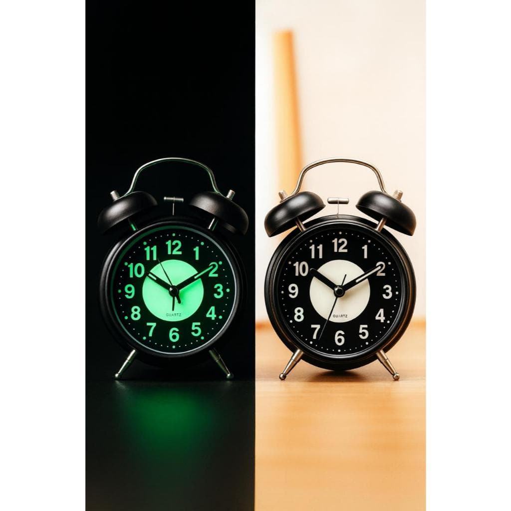 Relógio despertador analógico de metal com som alto que brilha no escuro LP3301 TG