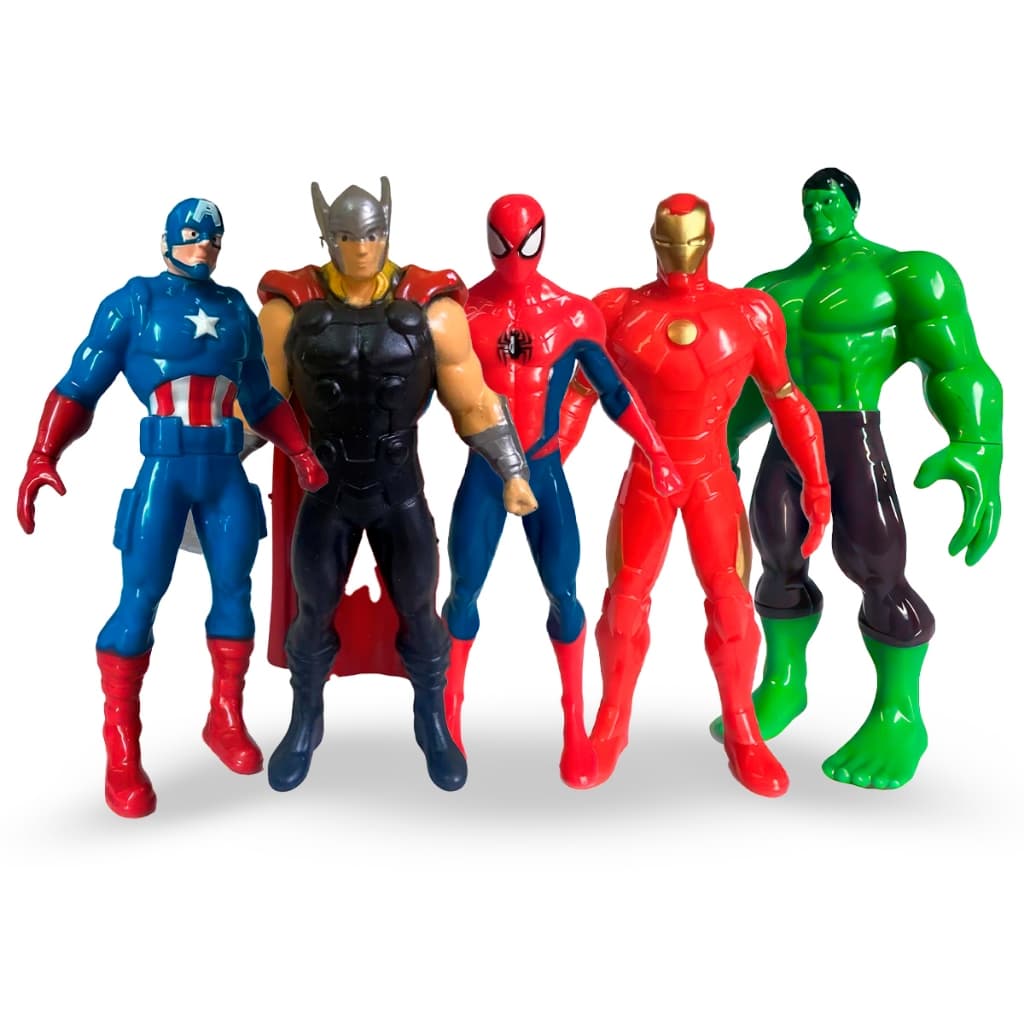 Kit 5 Bonecos Vingadores Marvel Herói Colecionaveis Avengers  Brinquedos Presente dia Das Crianças