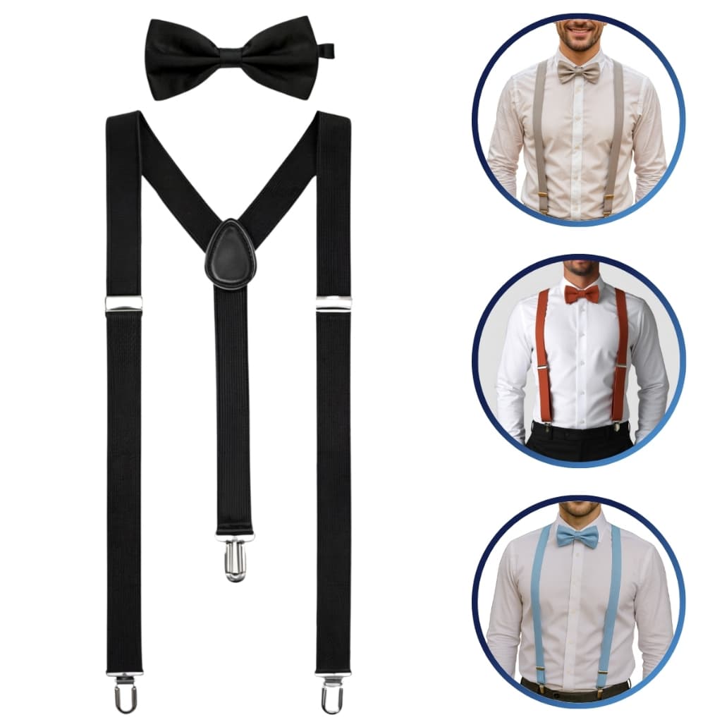 Kit Suspensorio e Gravata Borboleta Adulto Varias Cores