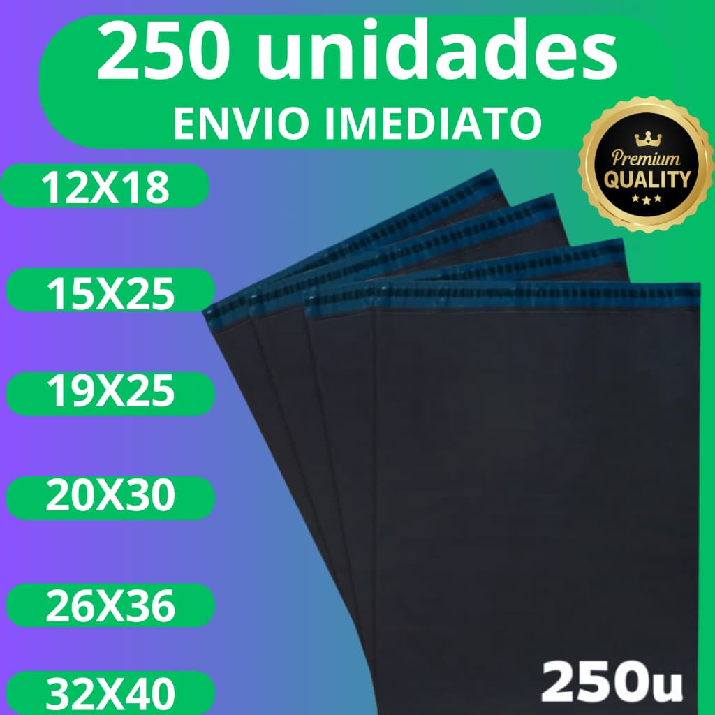 Kit 250 Envelope De Segurança Embalagem Envio Tamanho12x18 15x20 15x25 19x25 20x30 26x36 32x40 40x50