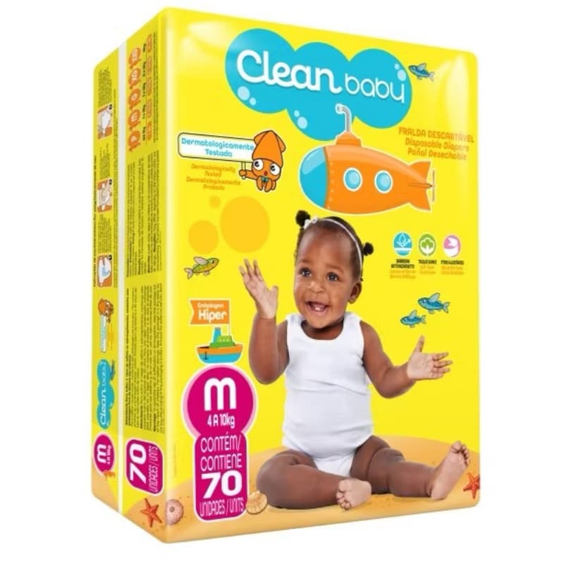 Pacotão Clean Baby M 70 fraldas