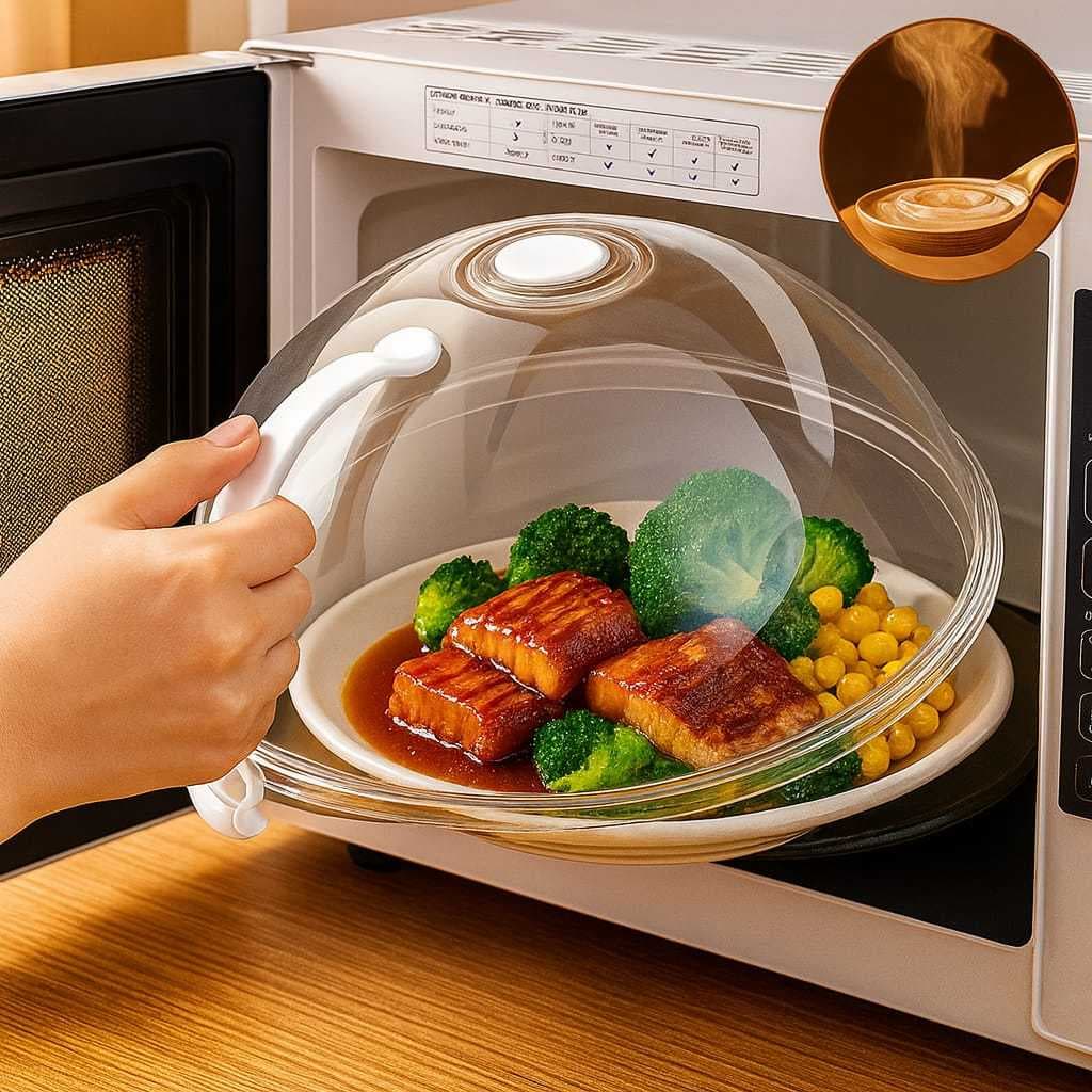 Tampa Para Microondas  Anti Sujeira Comida Com Válvula Alça De Plástico Prato Protetor Para Alimentos Multifuncional