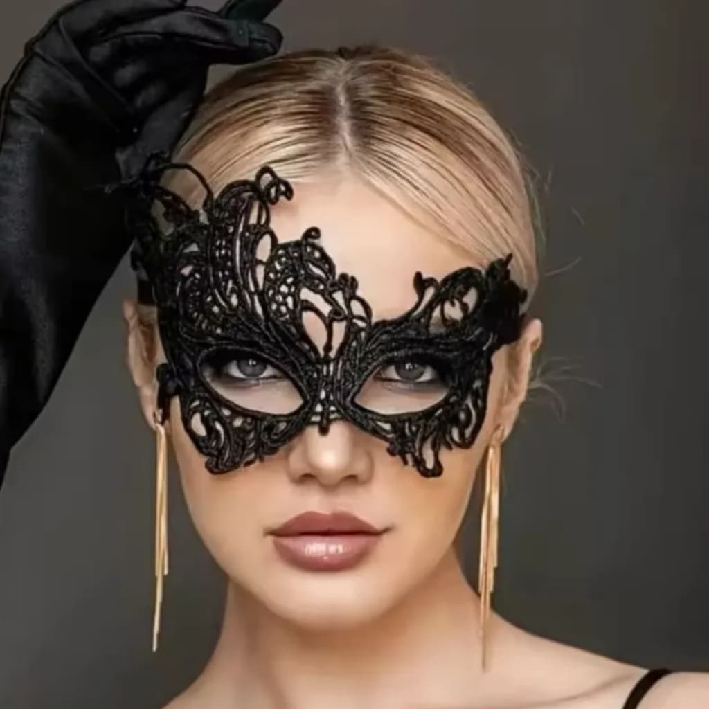 Mascara Renda Veneziana Carnaval 50 Tons Cinza