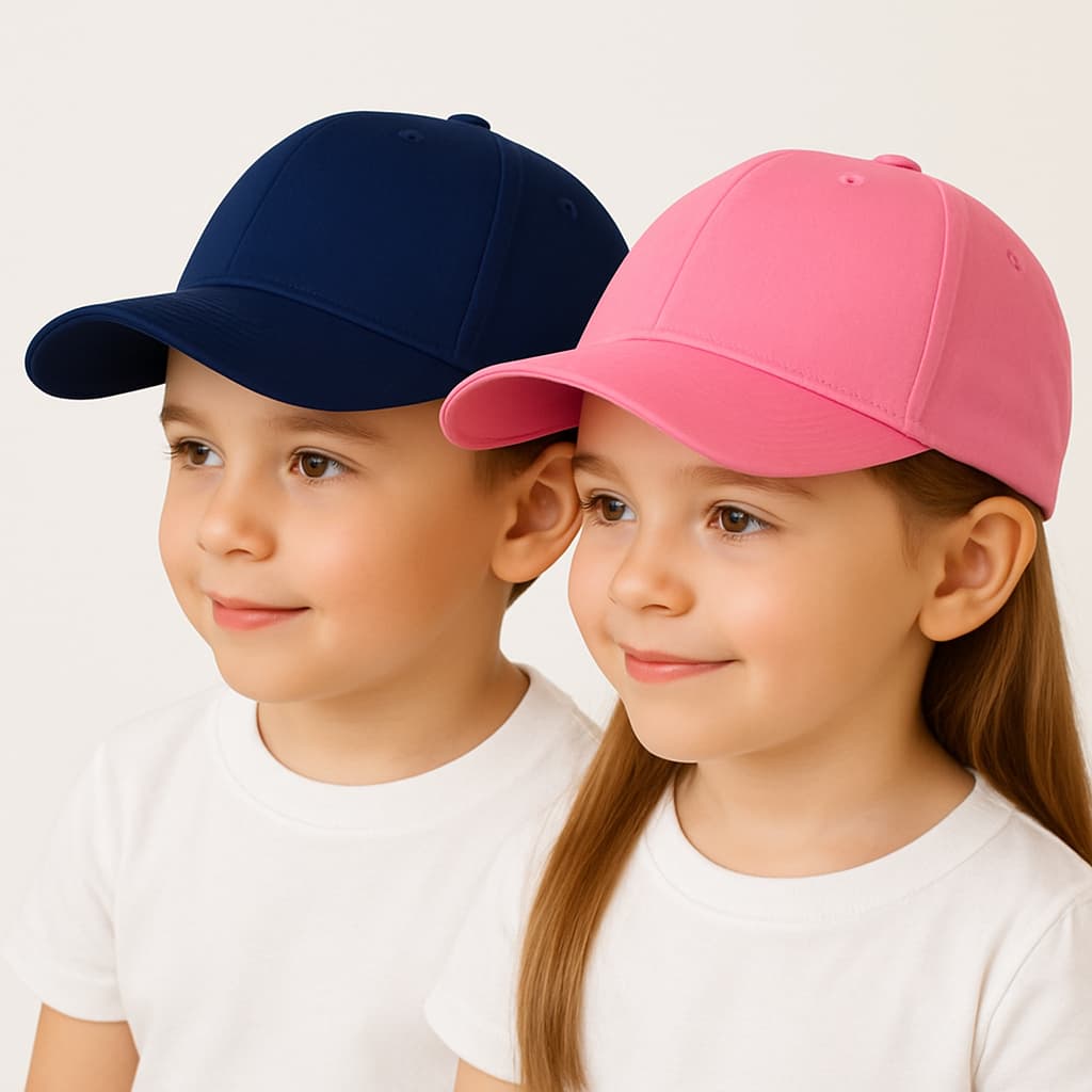 Boné Infantil Aba Curva Algodão Ajustável Proteção Solar UV Para Crianças 2 a 6 Anos