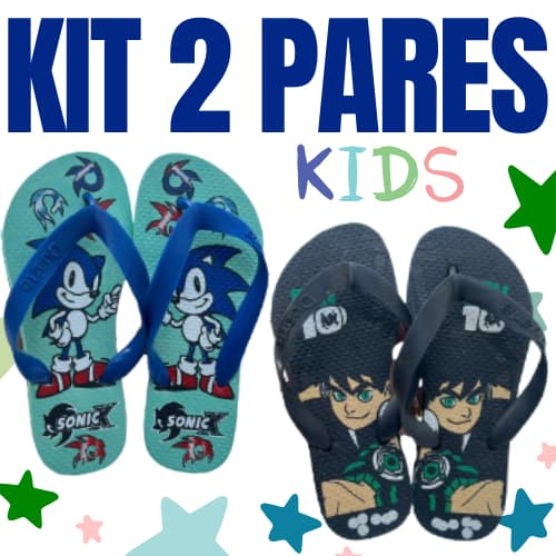 Kit 2 Pares de Chinelo Infantil Masculino Menino Dia A a Dia Escola