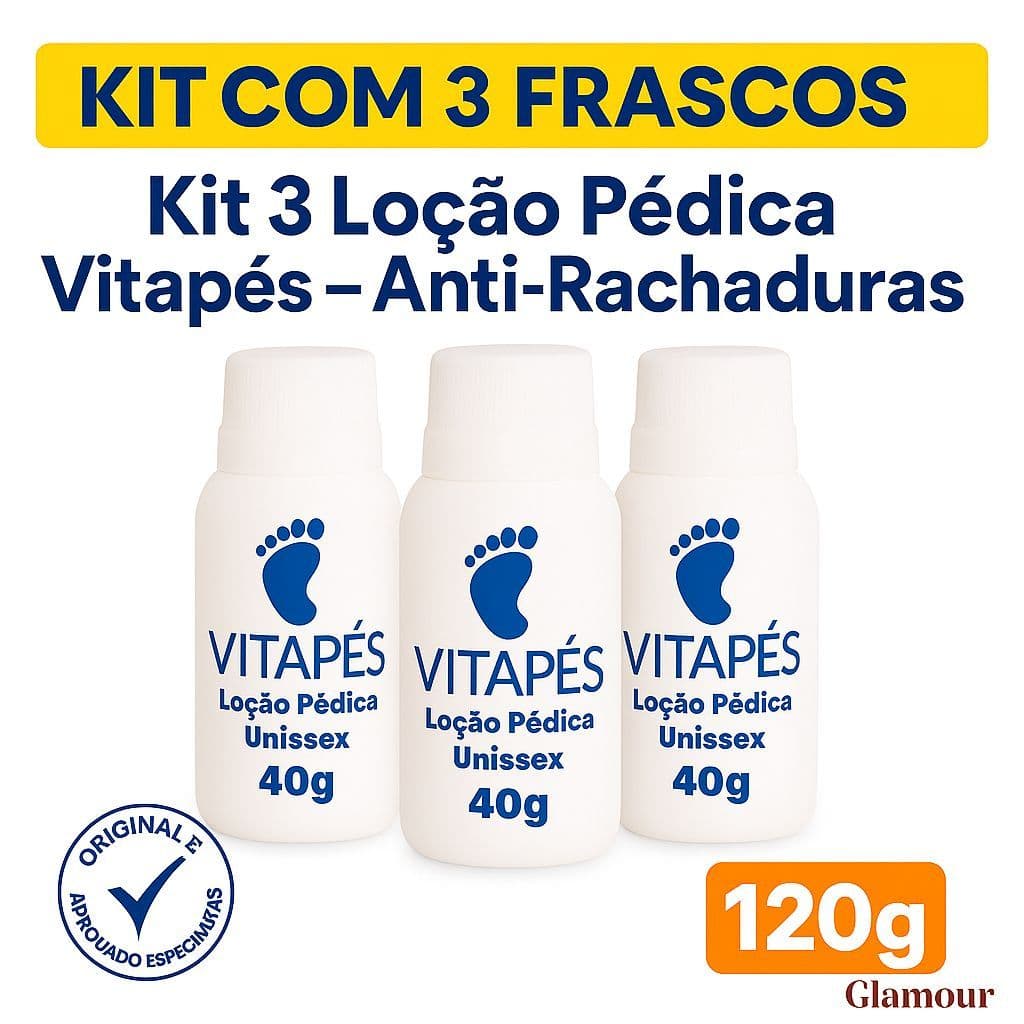 Kit 3 Loção Pédica para Pés Unissex Vitapés Hidratante Pés Rachados Calcanhar com Rachaduras 40g