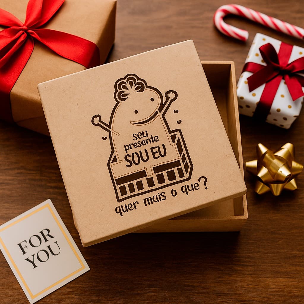 Caixa Bento Presente Surpresa Namorados em MDF Cru 15x15x5 Pronta Entrega