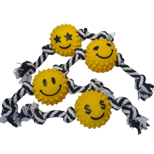 Brinquedo Mordedor Pet BOLINHA CRAVO EMOJI COM CORDA