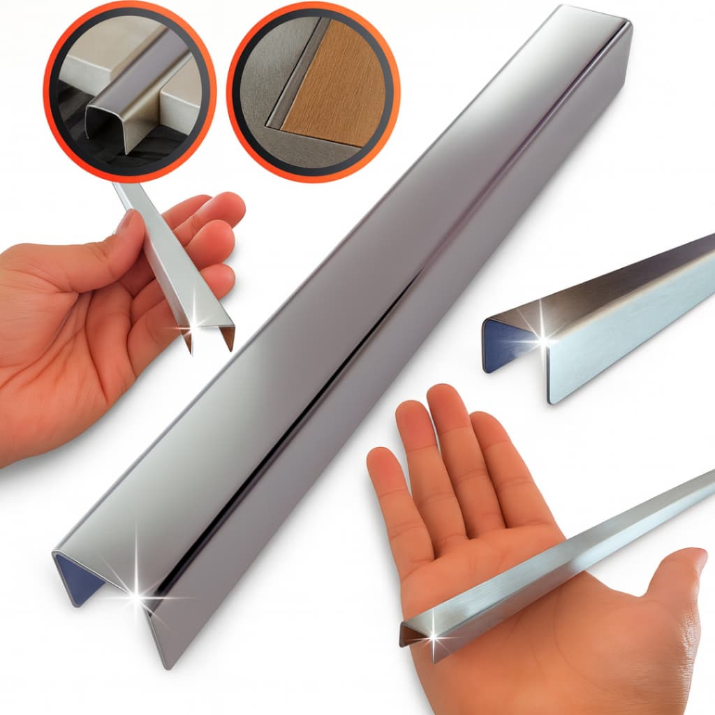Perfil u Filete Soleira Aço Inox Metalico Acabamento Transição de ambientes