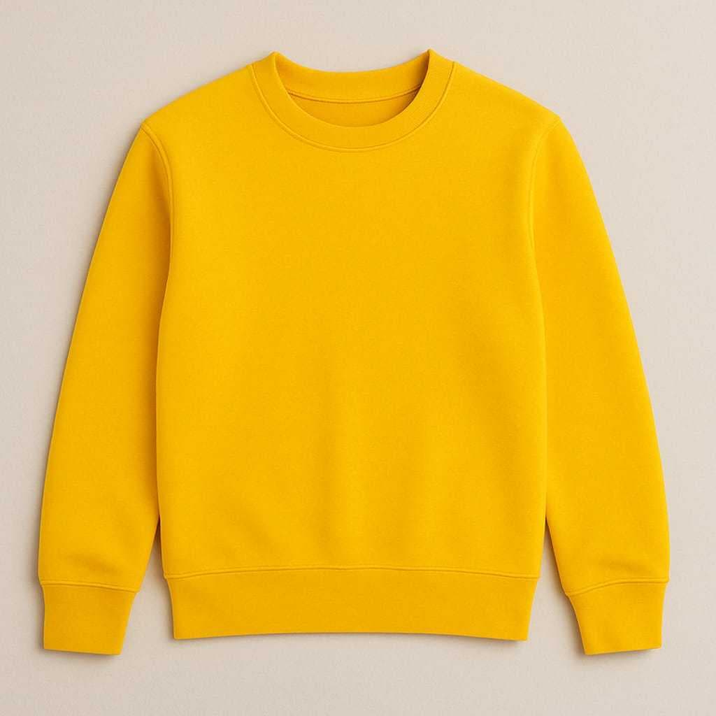 Moletom Unissex Flanelado Amarelo Gola Careca – Blusa de Frio Masculino e Feminino Inverno