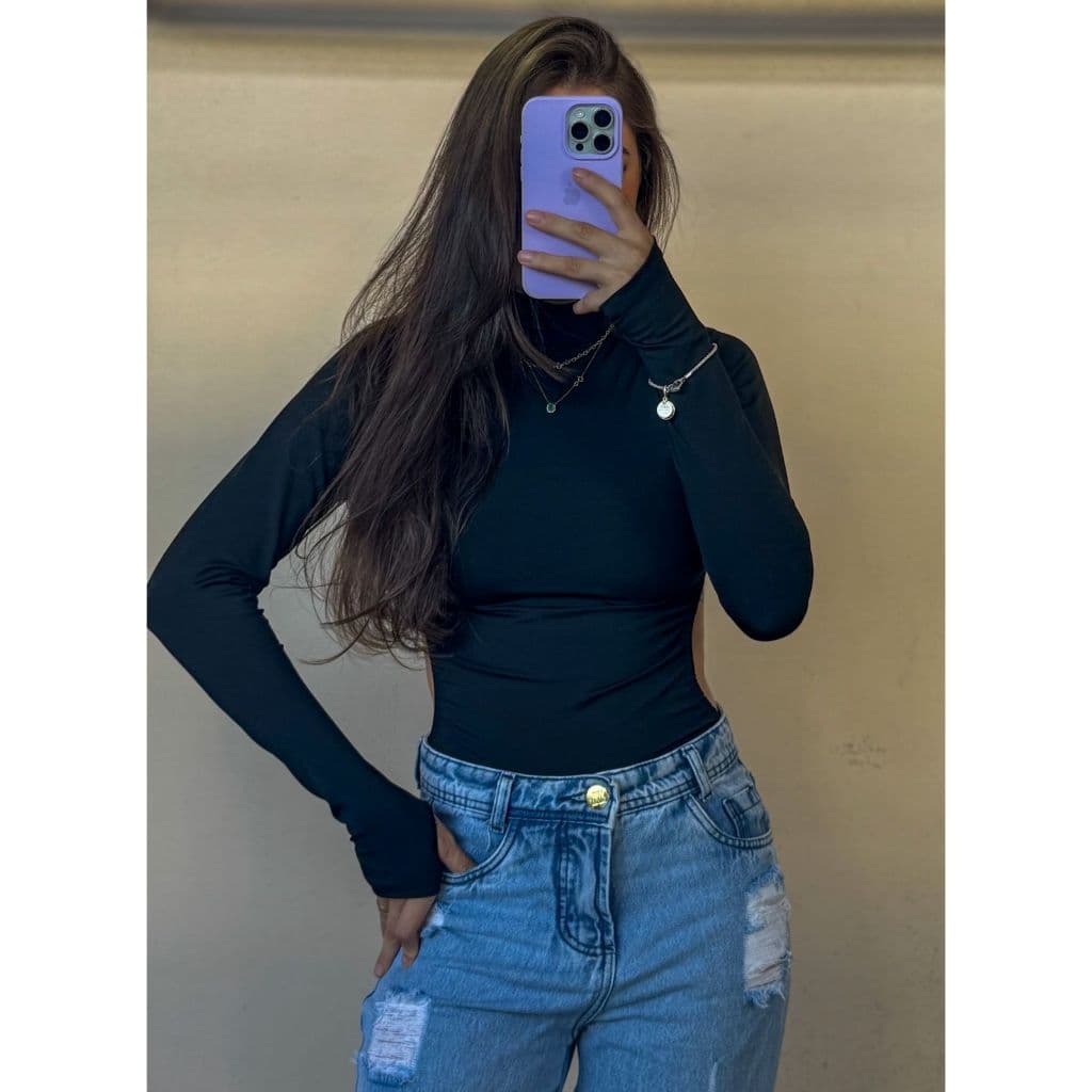 Bory\Body feminino gringo manga luva costa cavada moda gringa (EVA)