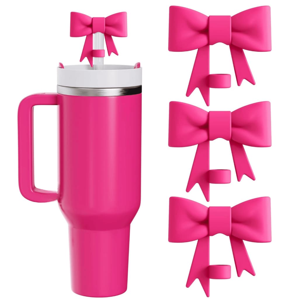 Acessórios para Copo Térmico Protetor de Canudo Enfeite Laço Decorativo Fofo Portátil SIlicone