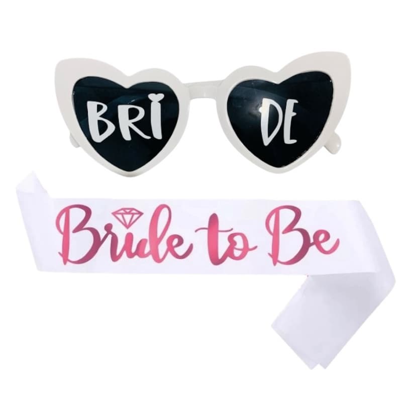 1 Faixa Bride To Be 1 Oculos Bride Coracao Branco Despedida De Solteira Noiva