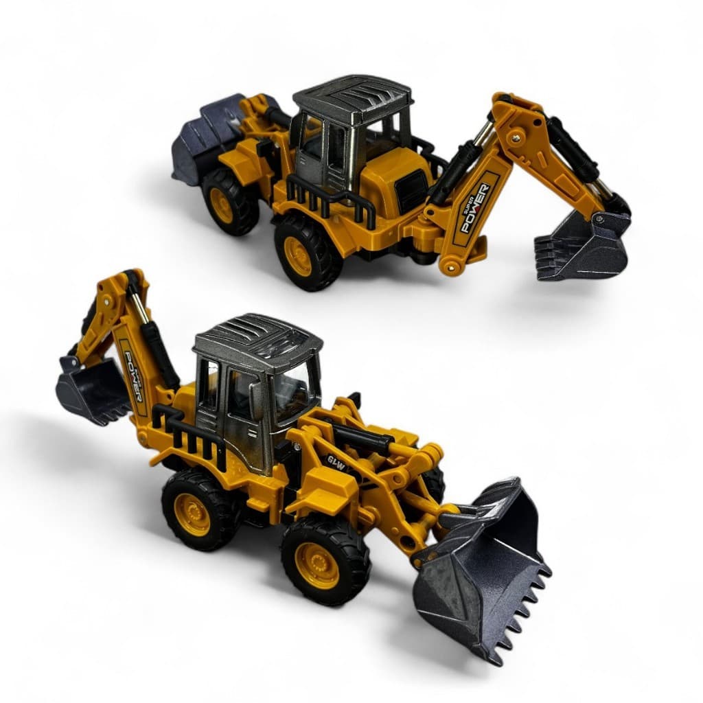 Miniatura Retroescavadeira Carregadeira Metal Brinquedo Articulado Fricção