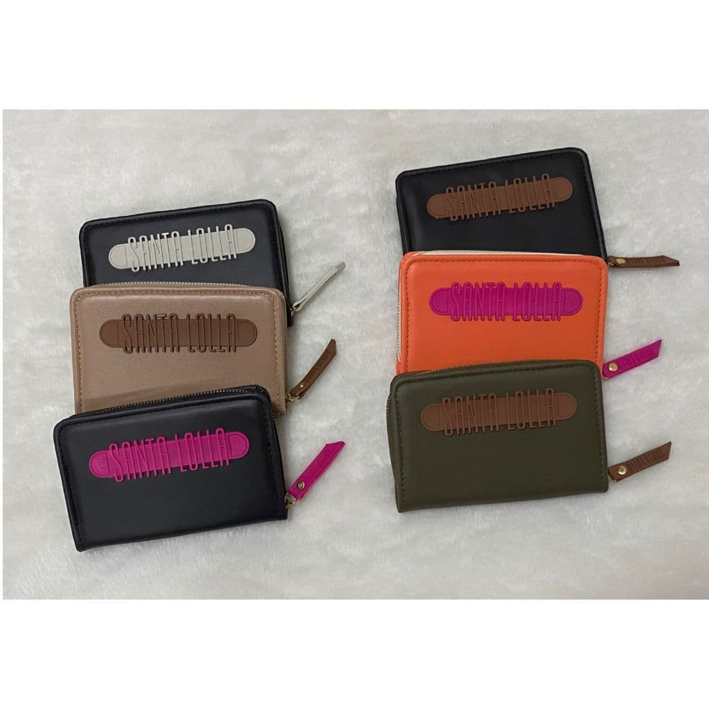 Carteira santa lolla/ feminina de couro de zíper com porta cartão Lançamento Primavera Verao colors