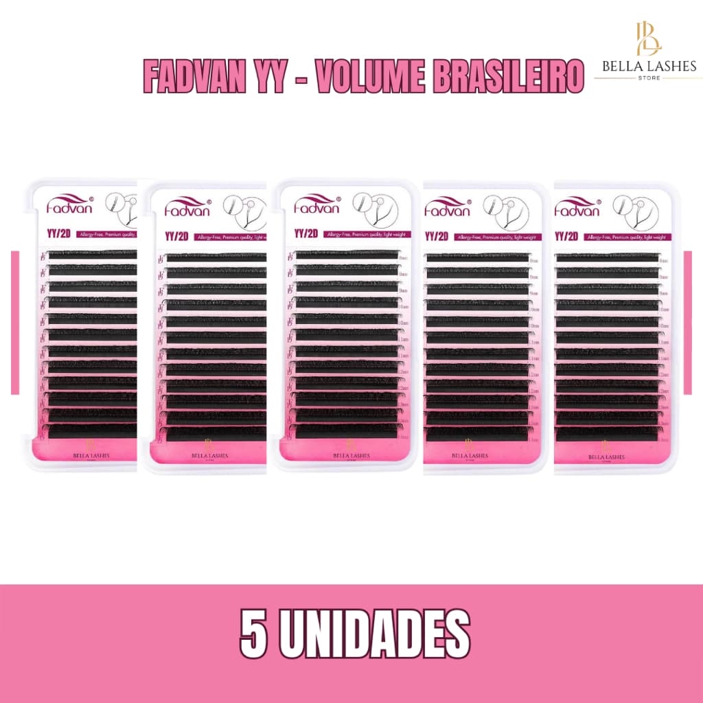 Kit 3,5 Unidades Cílios Fadvan YY Volume Brasileiro  3d, 4d, 5d 0.07D Curvatura D Mix 8-14 Mix 8-12