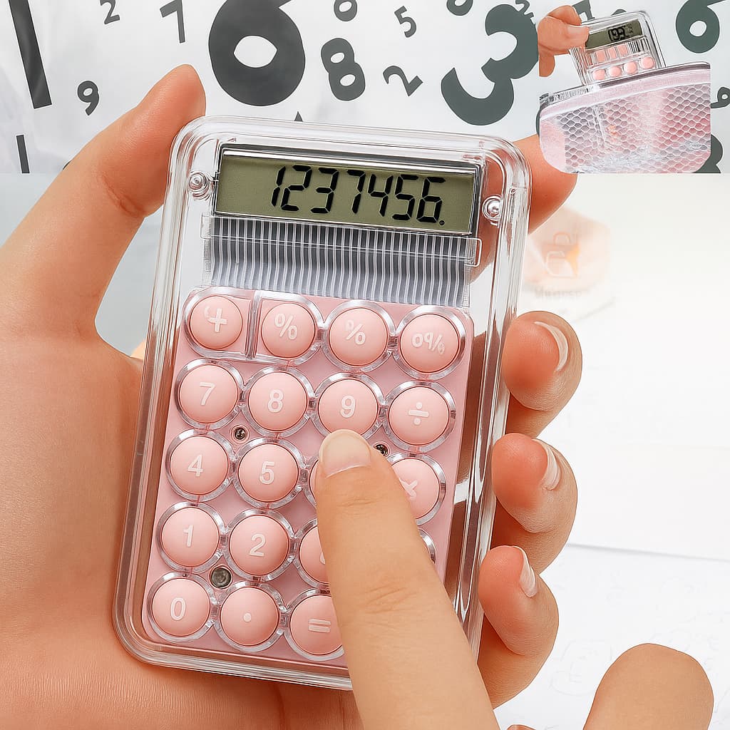 Calculadora Pequena Mini de Bolso Transparente P/ Faculdade Escola Trabalho