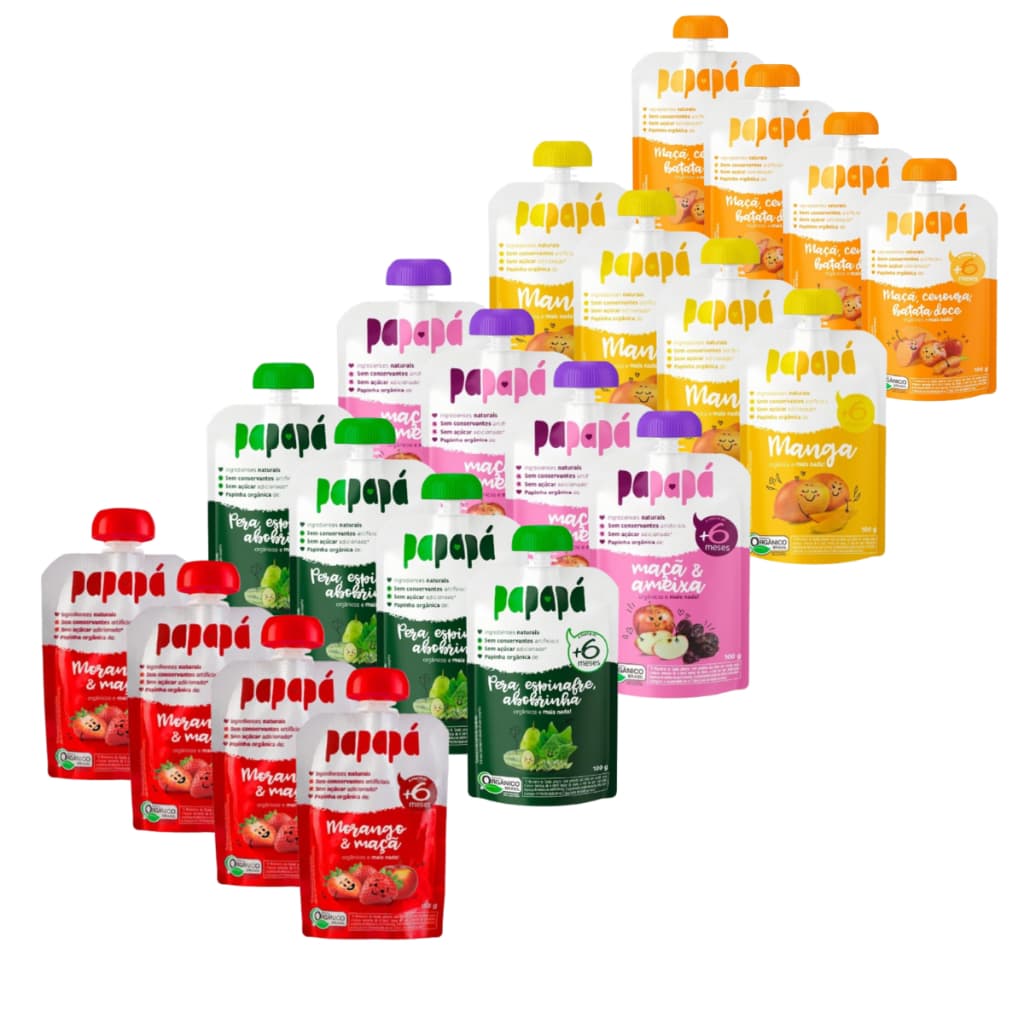 Papinha Orgânica de Frutas Squeeze Papapá (sem açúcar adicionado) 100g - 4 Unidades