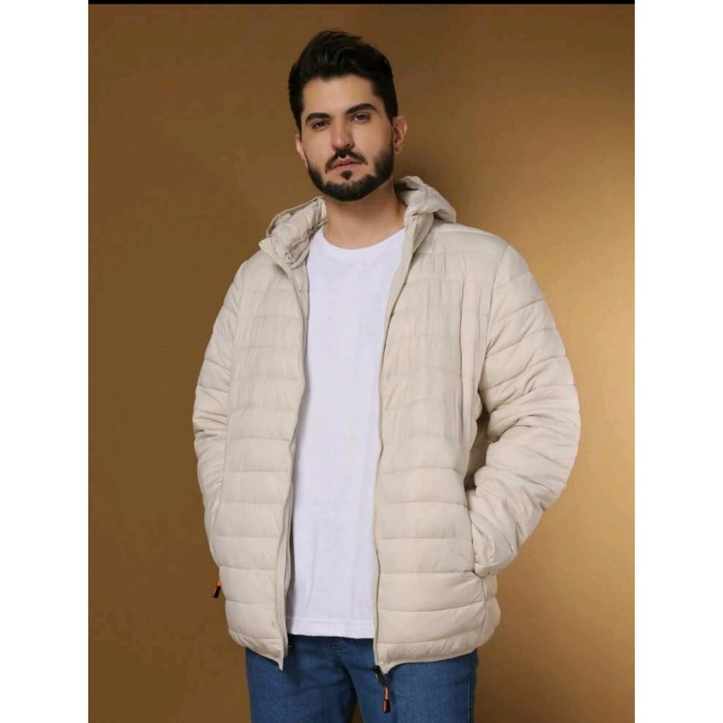 Jaqueta Bobojaco Masculino Puffer Capuz Removível corta vento