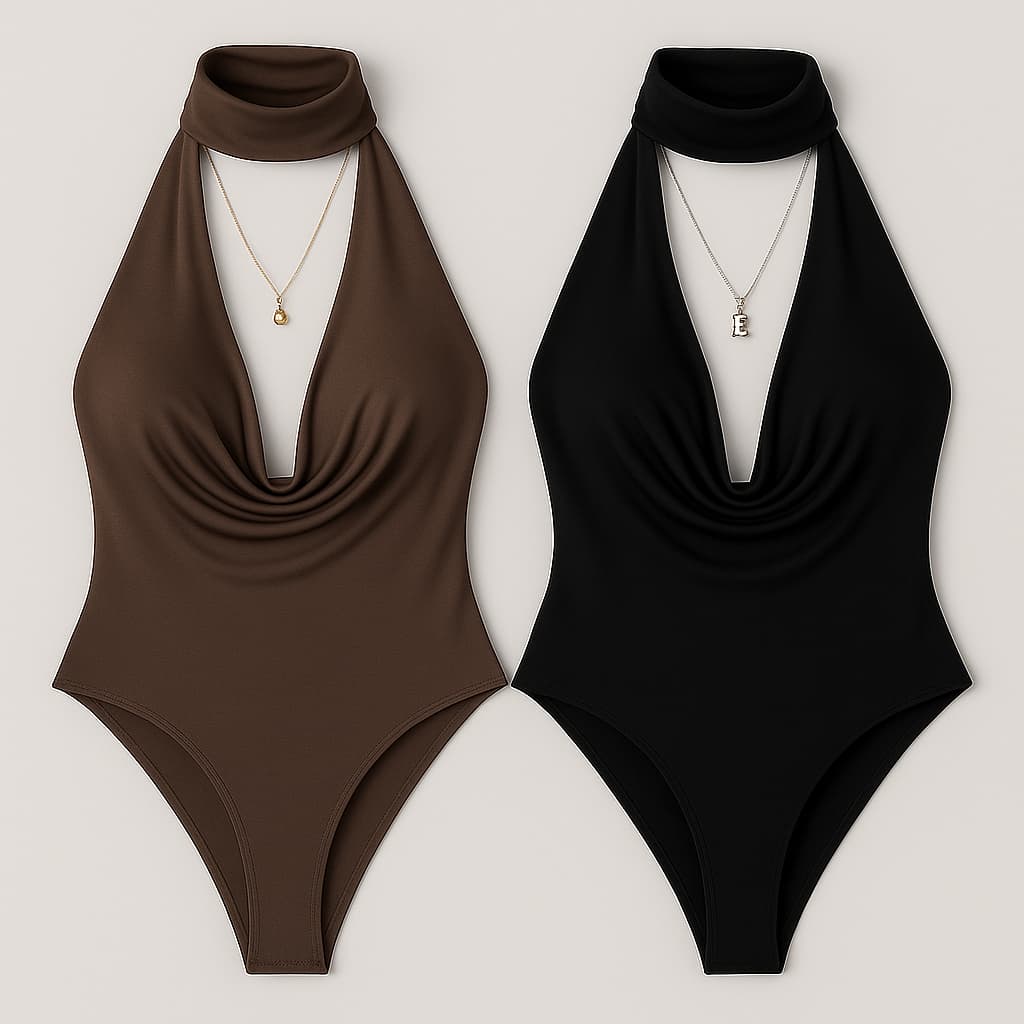 Kit 2 Body Feminino Gola Alta e Decote Profundo