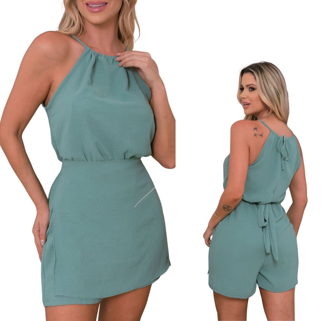 Macaquinho Feminino Soltinho Shorts Saia Duna  Verão  Confortável tesido