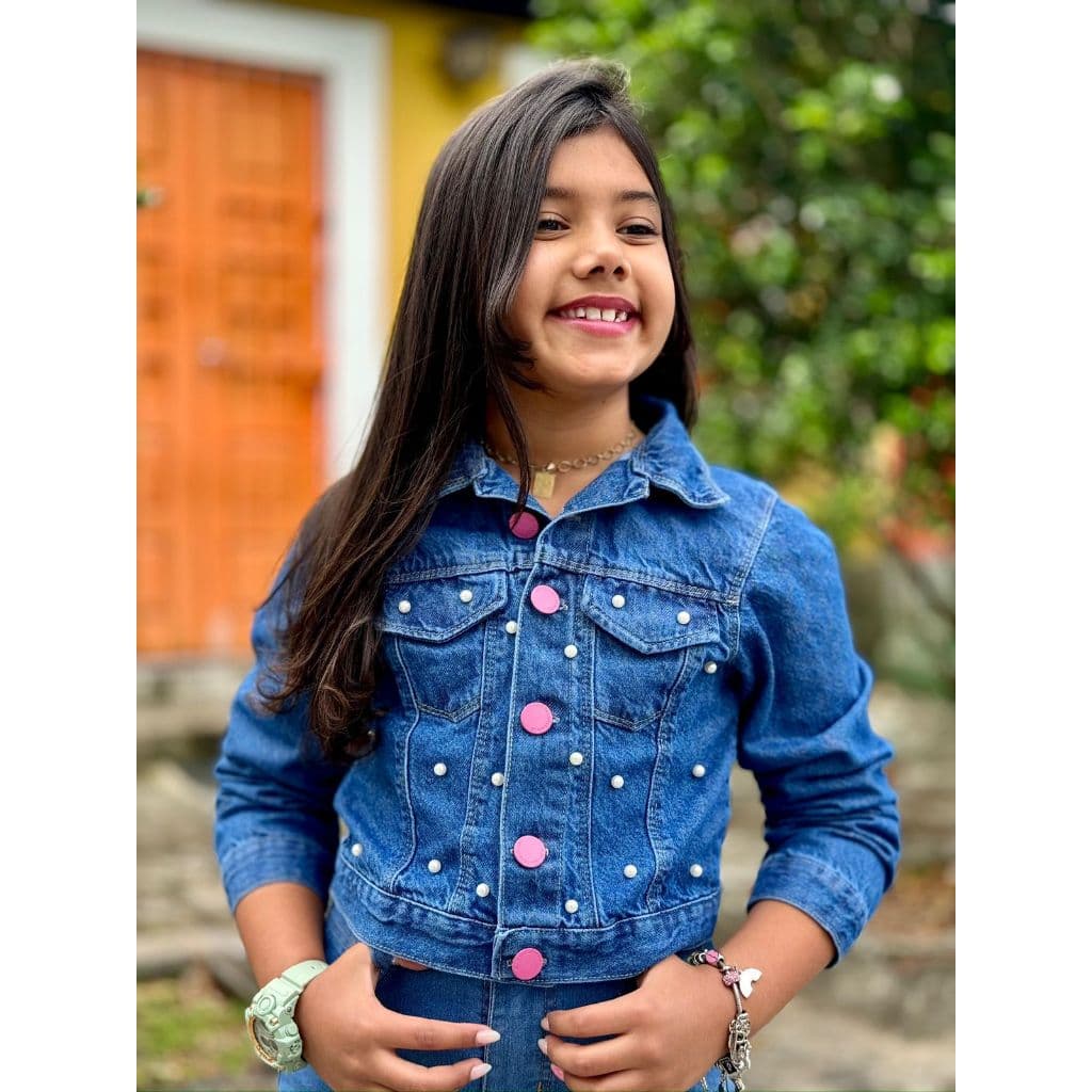 Jaqueta jeans infantil juvenil menina