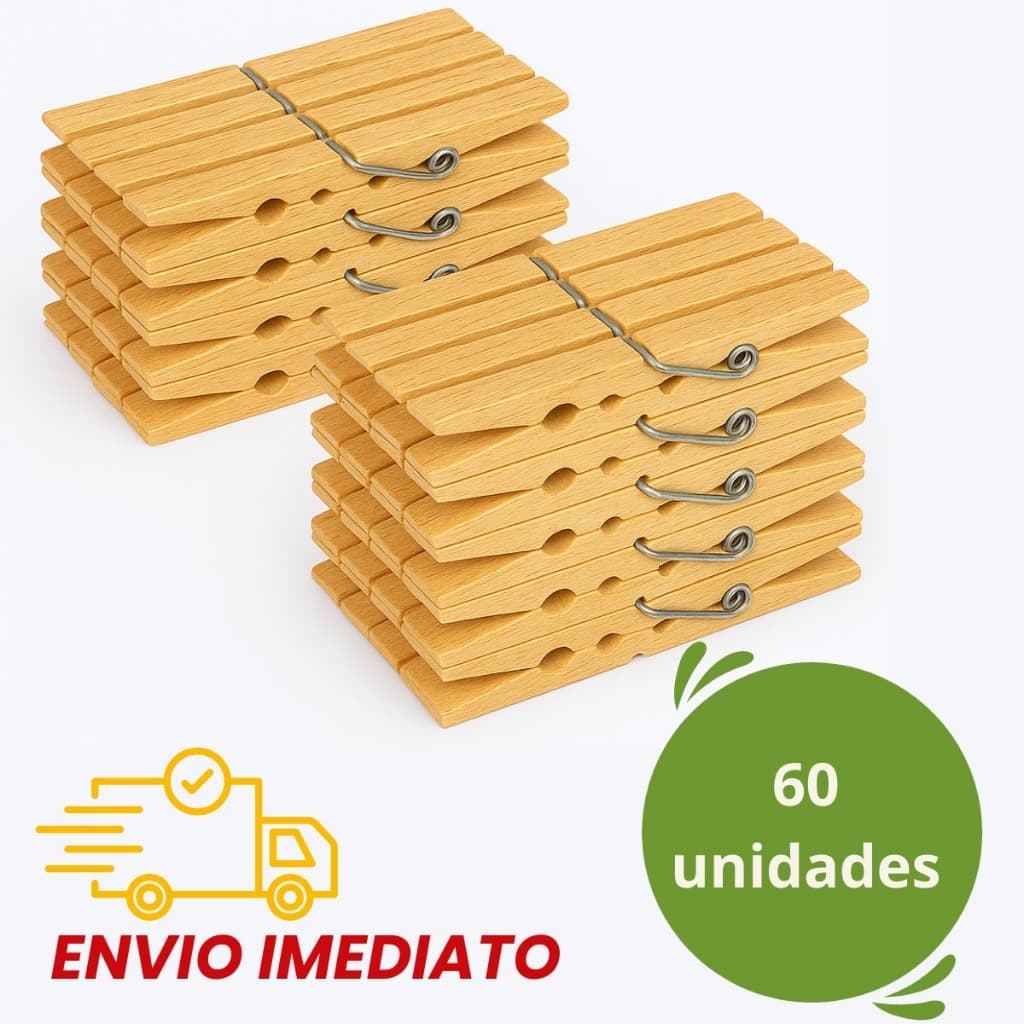 Kit Prendedor de Roupa Pregadores Madeira Prendedores Varal Artesanato 60 Unidades