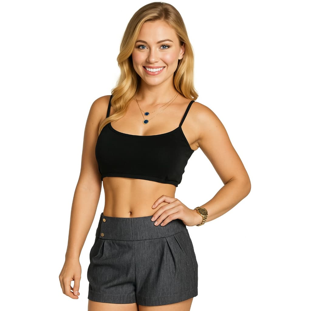 Top Cropped de malha e Alçinha Fina